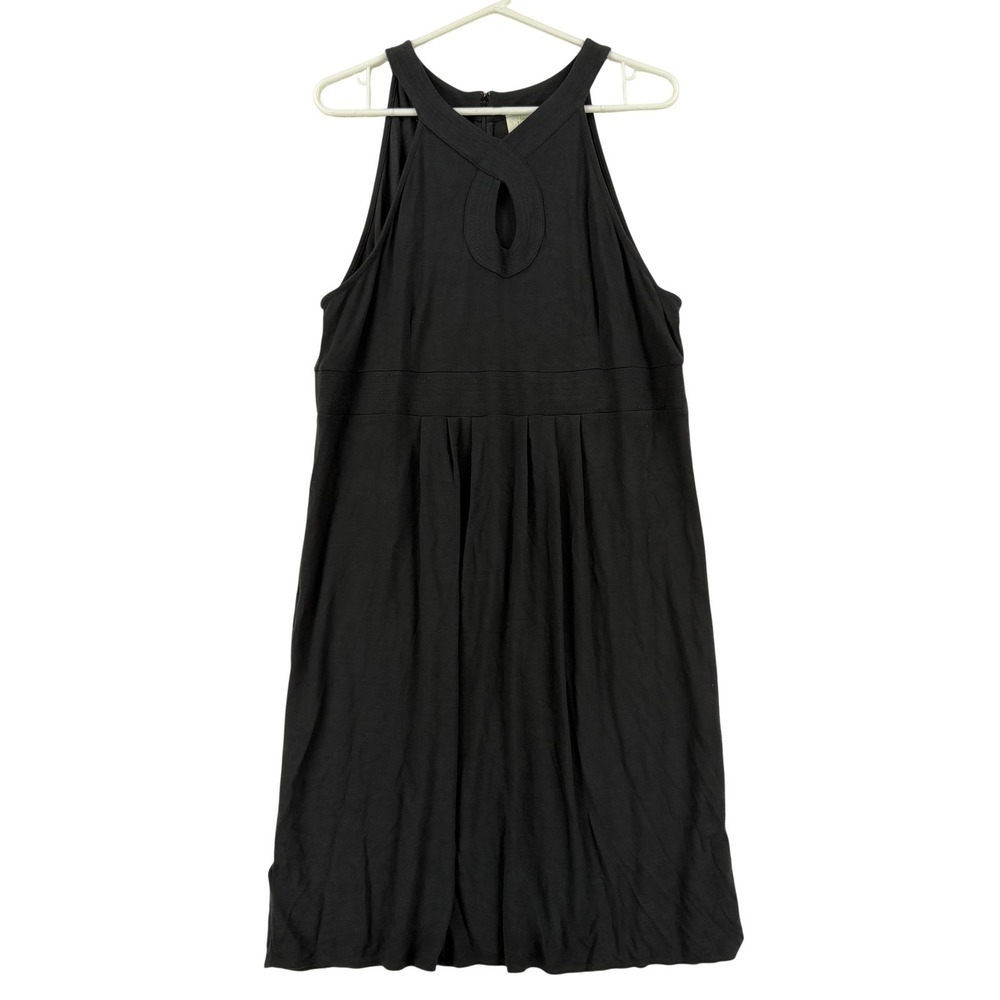 Ann Taylor LOFT Dress Womens 14 Black Halter Keyhole Fit & Flare Jersey NWT